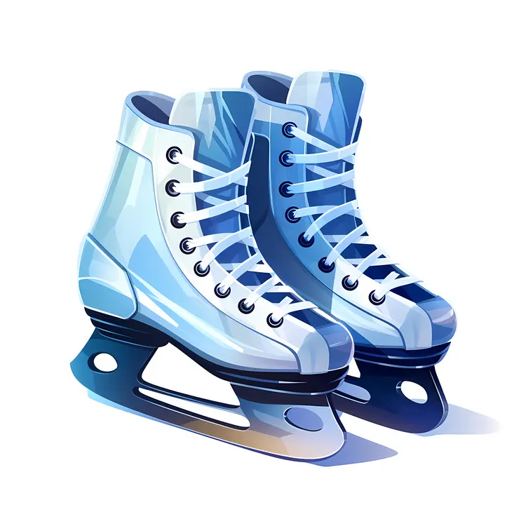Pair of Blue Ice Skates for Winter Sports