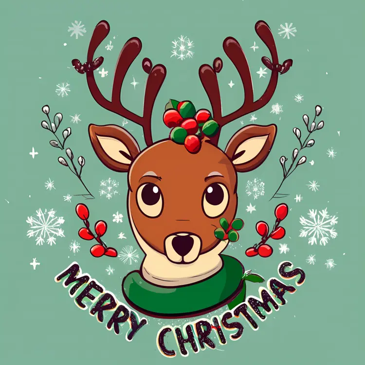 Reindeer with Holly