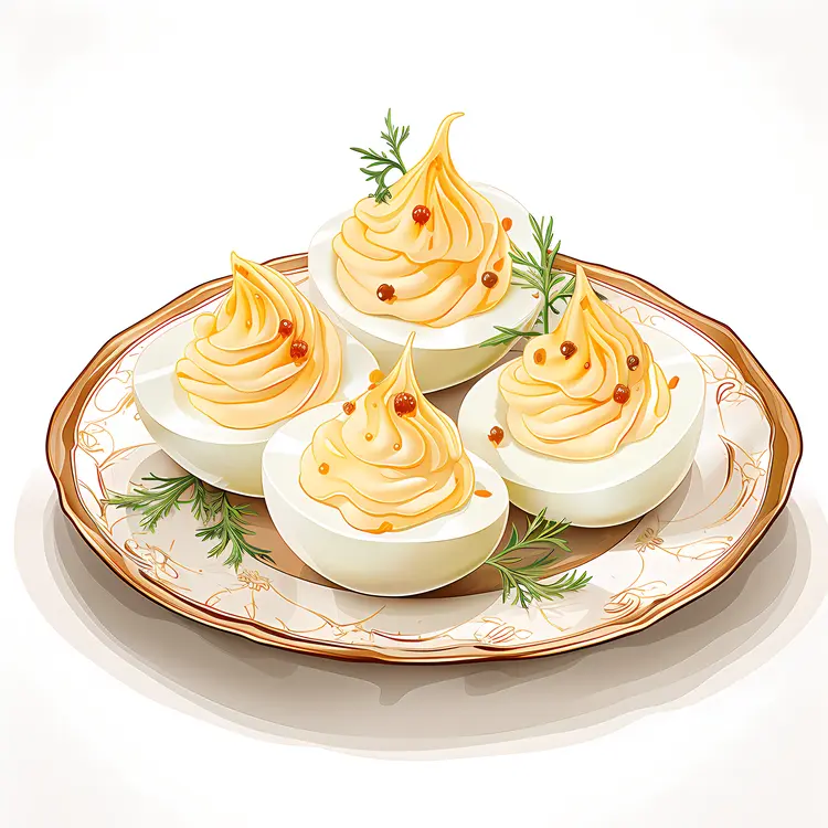 Deviled Eggs with Dill Garnish