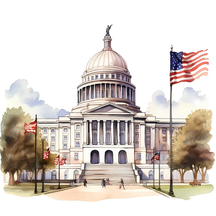 Capitol Building with American Flag