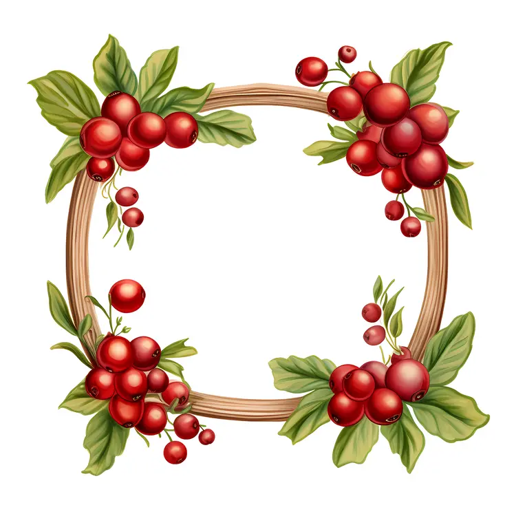 Cranberry Frame with Leaves for Christmas Decor