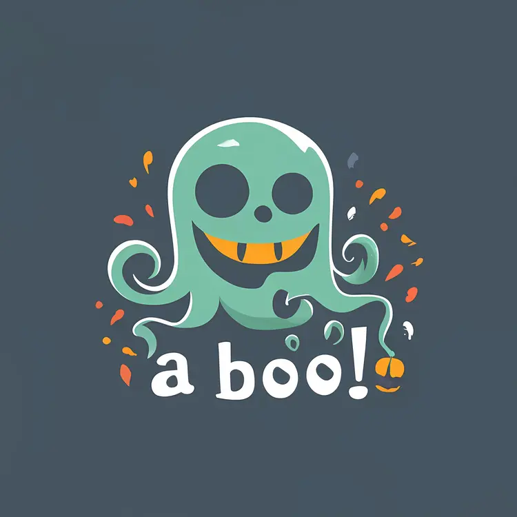 Cute Green Ghost Saying A Boo