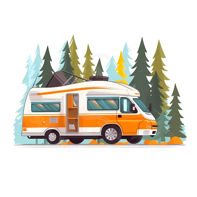 Camper Van in Forest for Outdoor Adventure