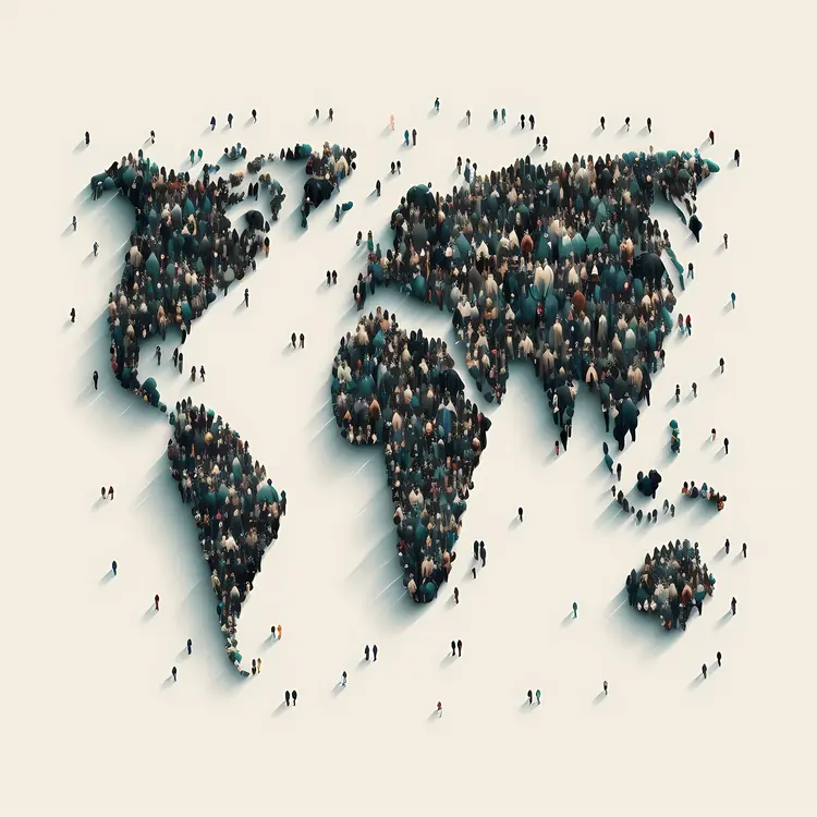 World Map Formed by People
