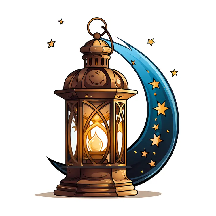 Decorative Lantern with Crescent Moon and Stars
