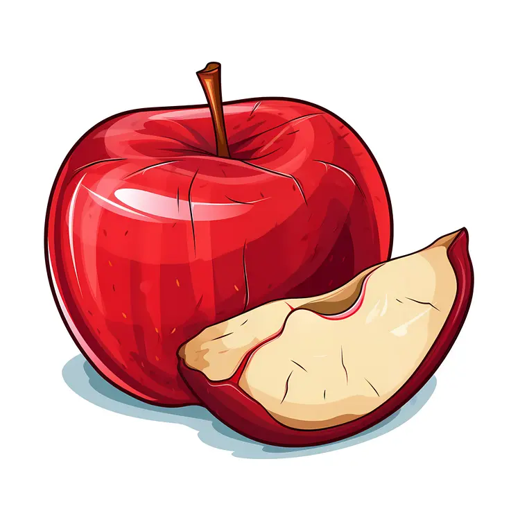 Red Apple with a Slice Illustration