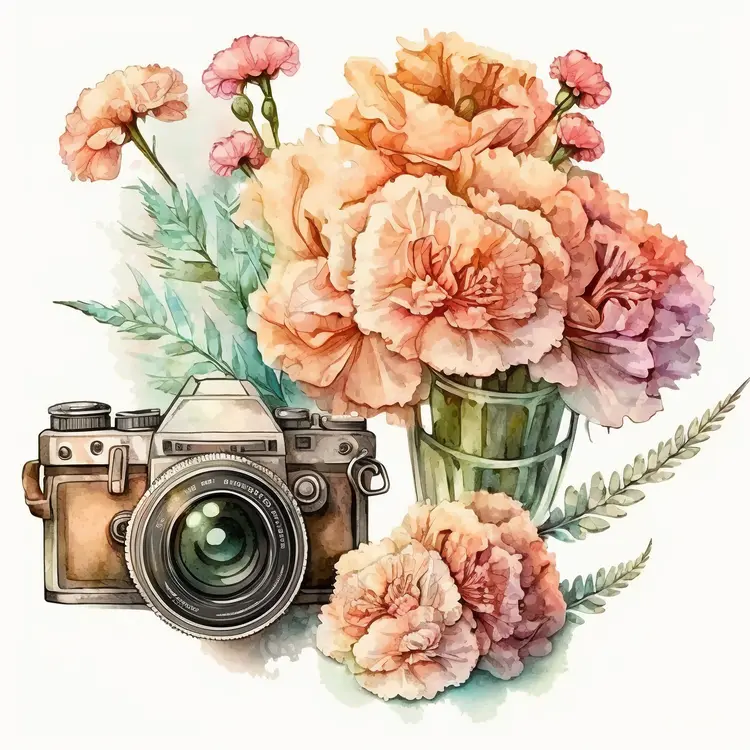 Vintage Camera with Beautiful Floral Arrangement