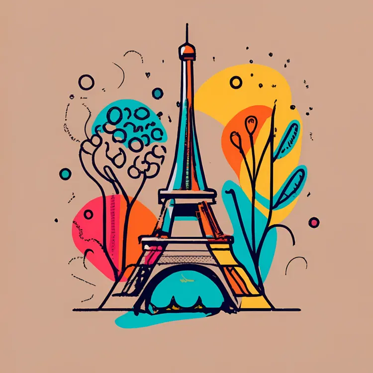Vibrant Eiffel Tower Drawing
