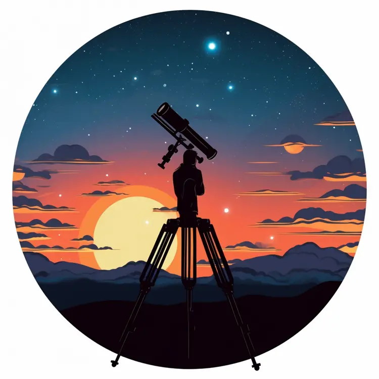 Stargazing with Telescope at Sunset