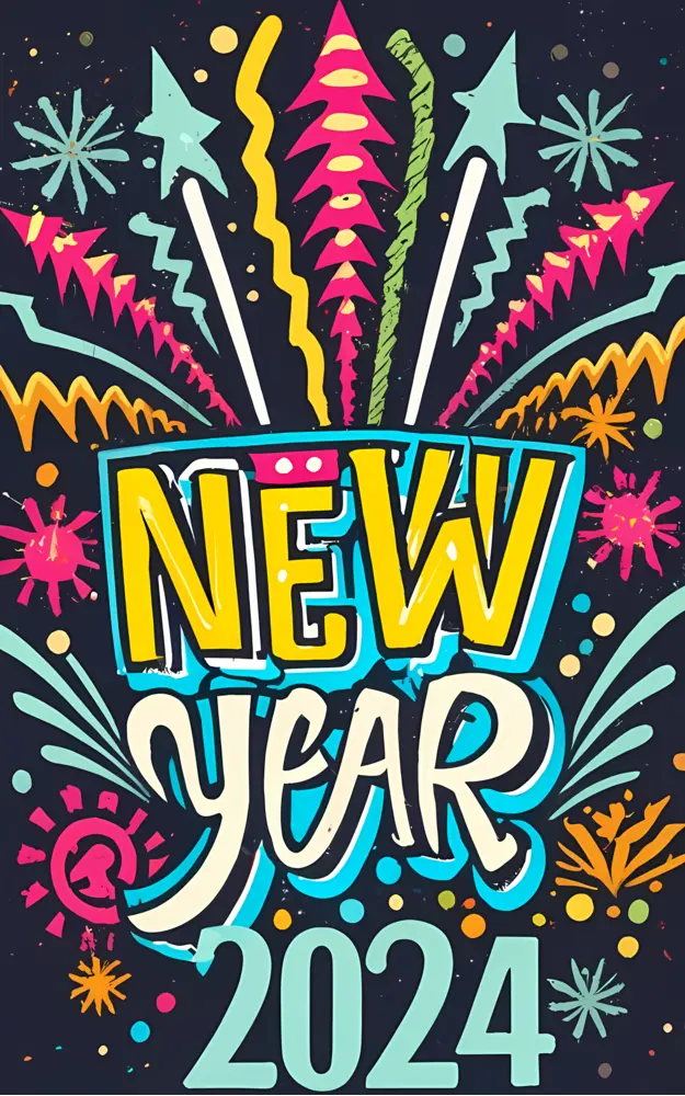 Vibrant New Year 2024 Fireworks Display