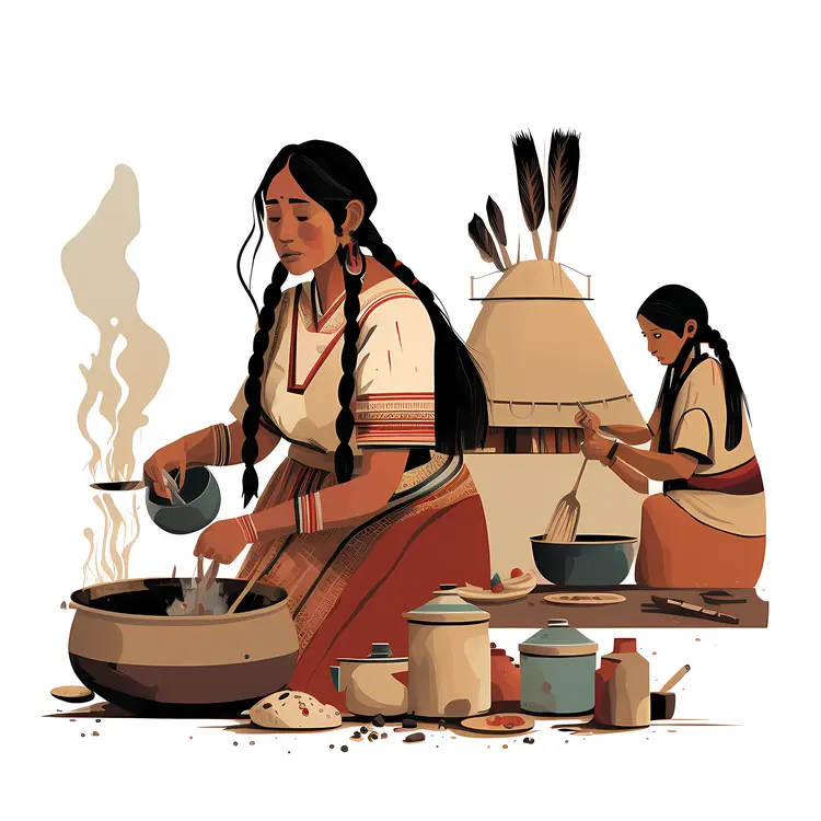 Tribal Women Cooking Traditional Food