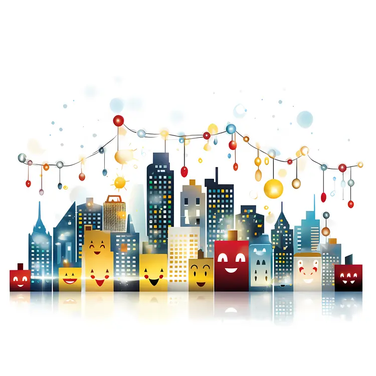 Cityscape with Happy Faces
