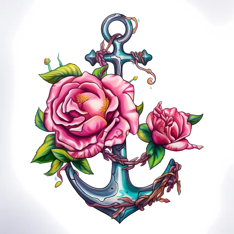 Anchor with Roses and Vines