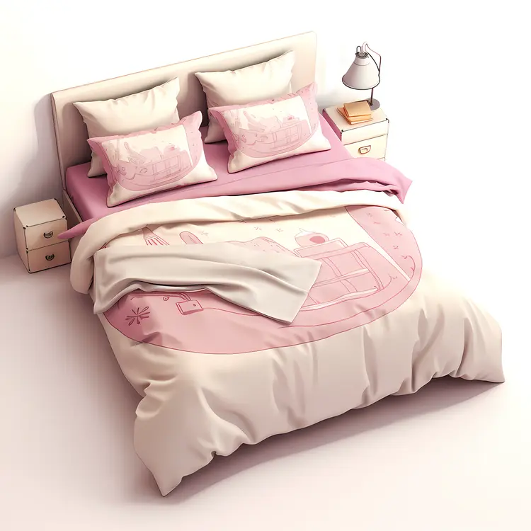 Charming Bed with Pink and White Bedding