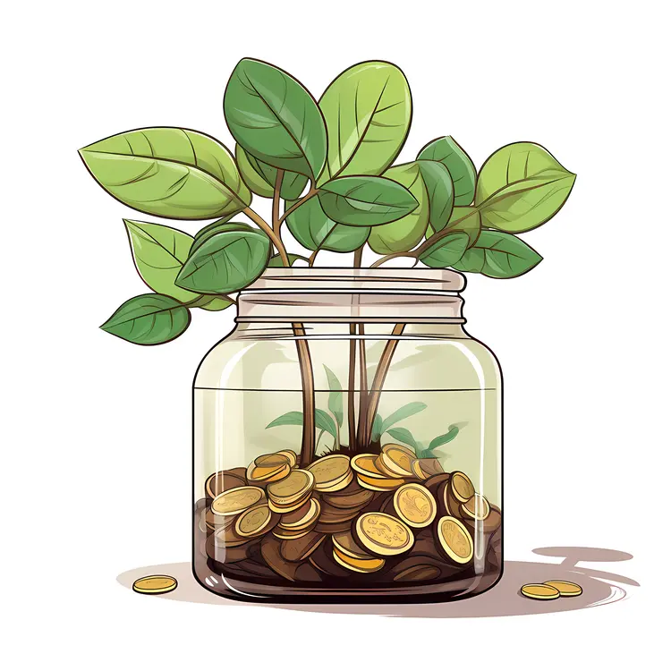Money Plant in a Jar with Coins