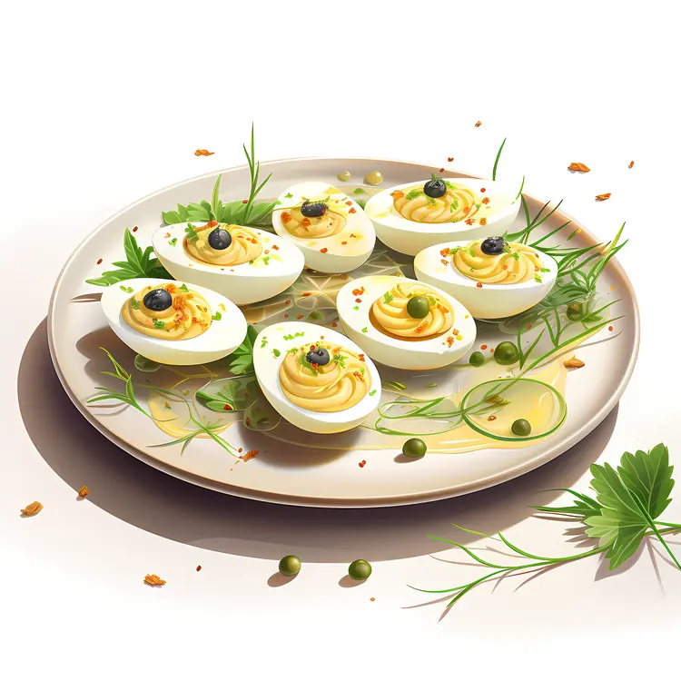 Deviled Eggs with Herb and Capers Garnish