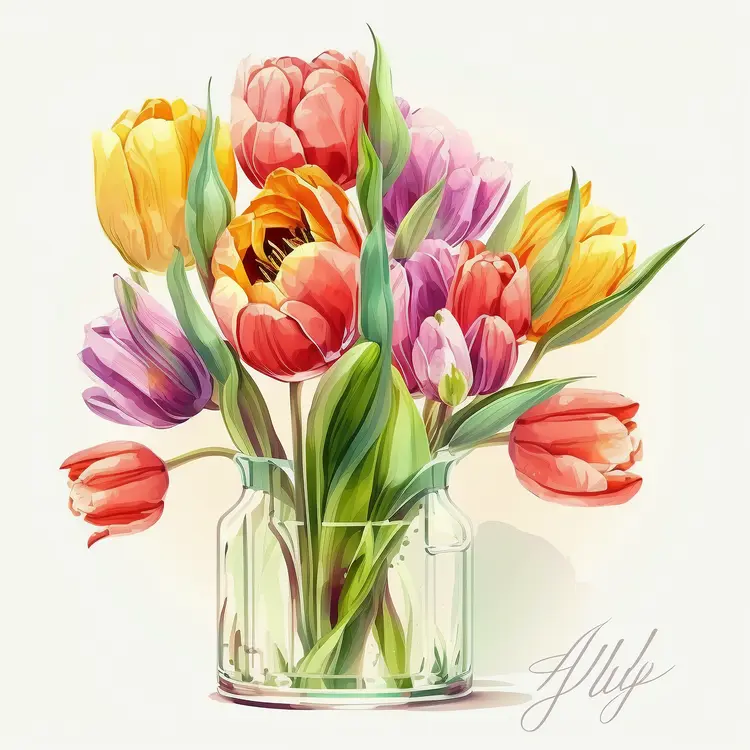 Beautiful Tulips in a Glass Vase