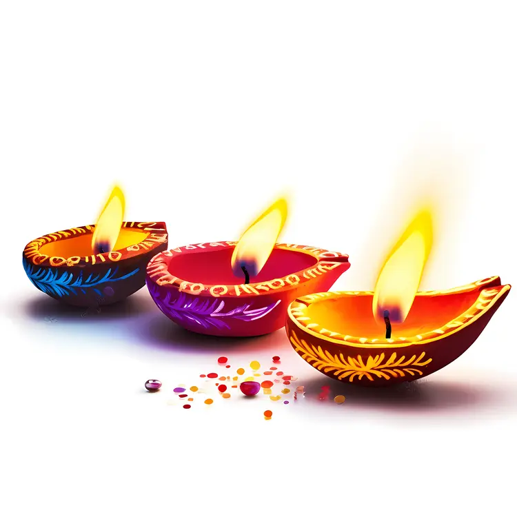 Colorful Diya Lamps for Diwali