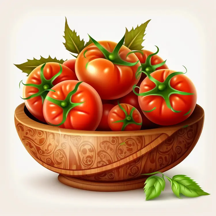 Fresh Tomatoes in a Wooden Bowl
