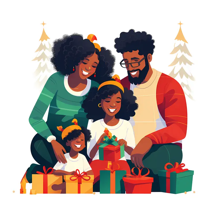 Family Opening Christmas Gifts