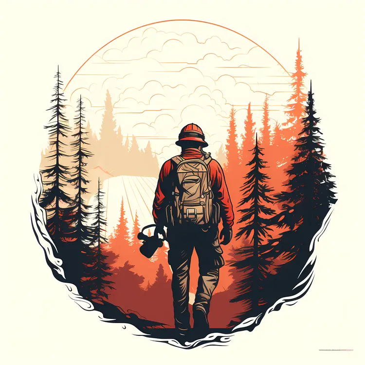 Firefighter Standing in the Forest