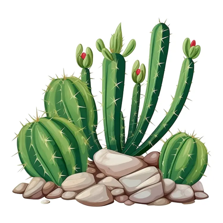 Cactus Rock Garden with Flowers