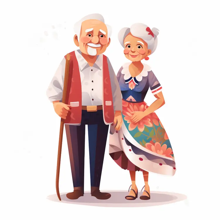 Elderly Couple in Traditional Clothing