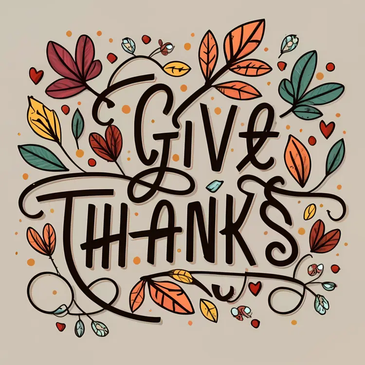 Give Thanks with Autumn Leaves and Script