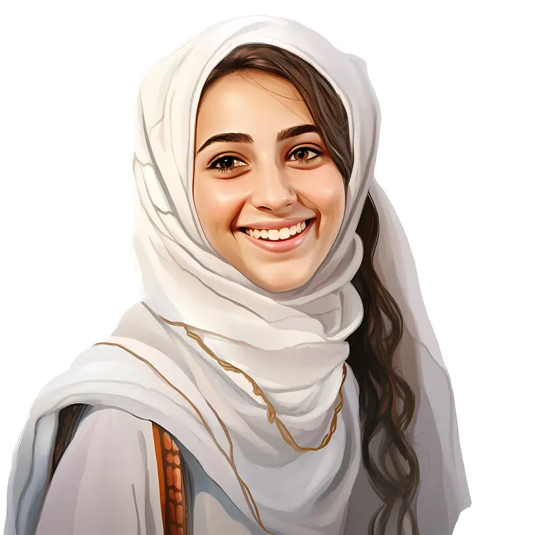 Smiling Woman in White Hijab