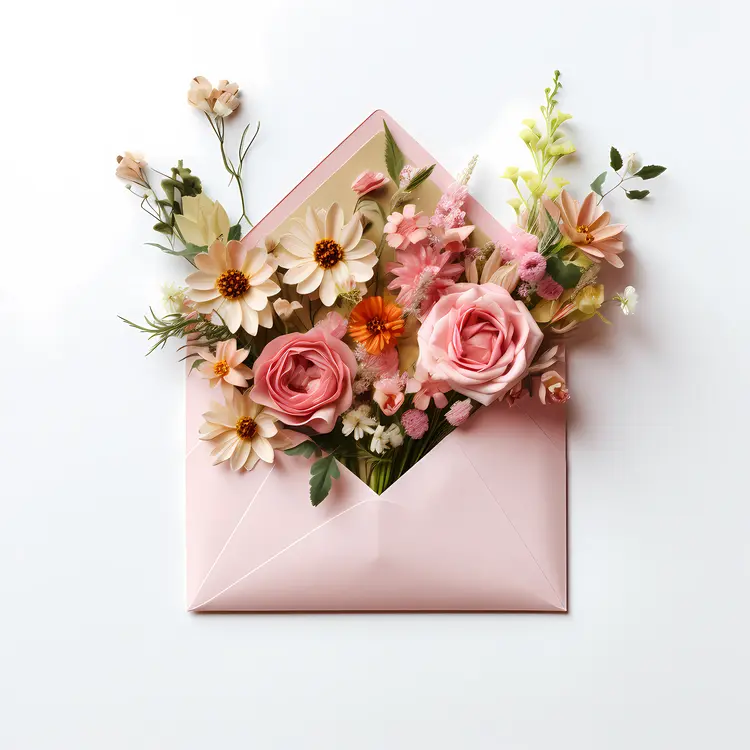 Pastel Flowers in Pink Envelope