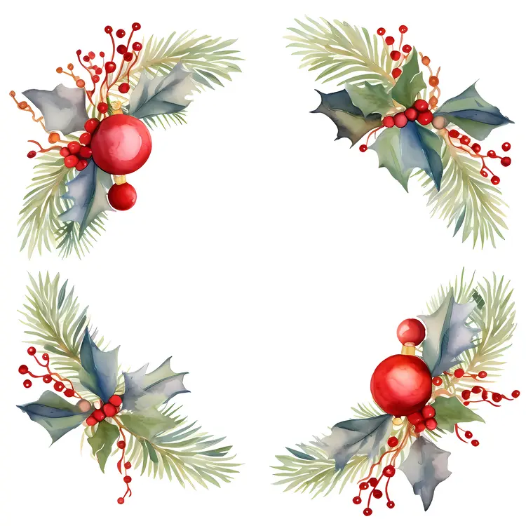 Elegant Christmas Wreath with Red Ornaments