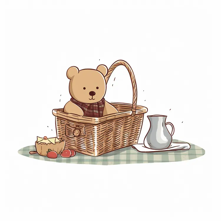 Teddy Bear in Picnic Basket