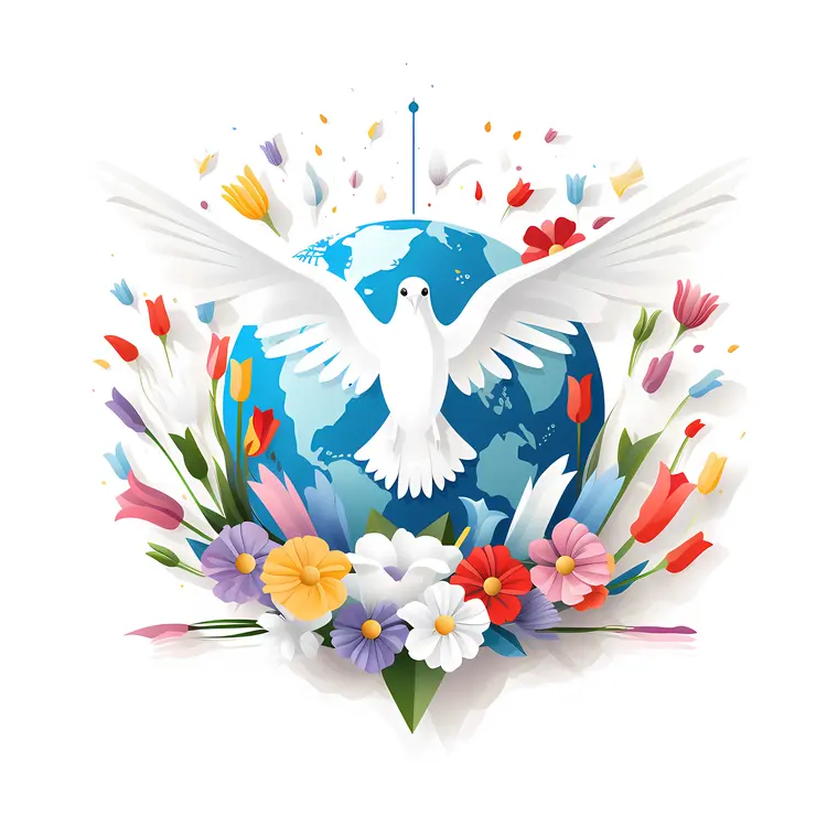 White Dove with Flowers and Globe