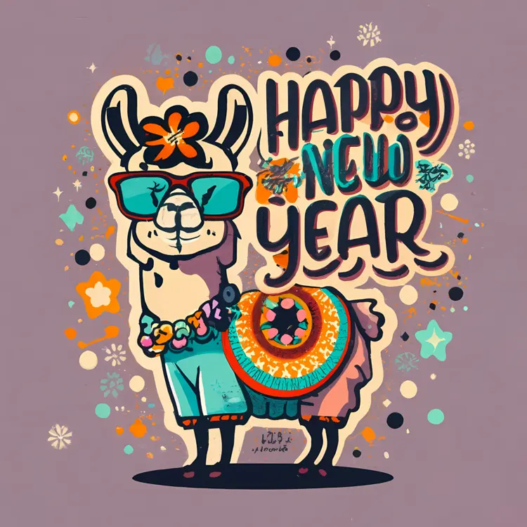 Happy New Year with Festive Llama