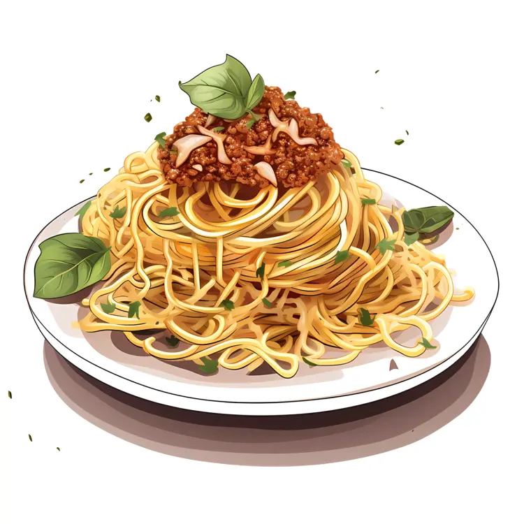 Delicious Spaghetti with Basil and Meat Sauce