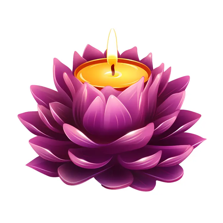 Purple Lotus Candle with Bright Flame
