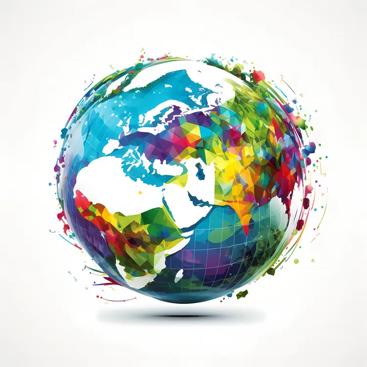 Colorful Globe with Polygon Patterns