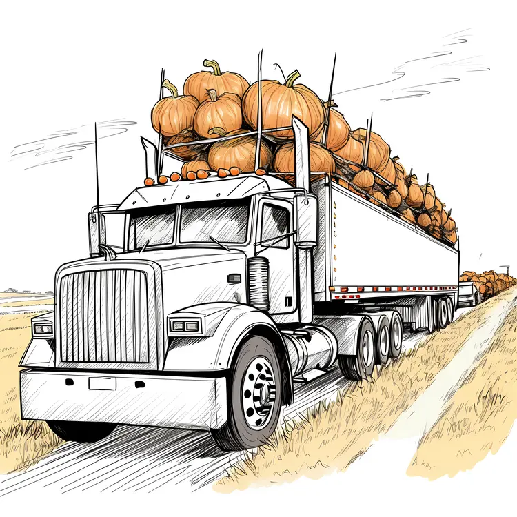 Truck Carrying Pumpkins for Harvest Season