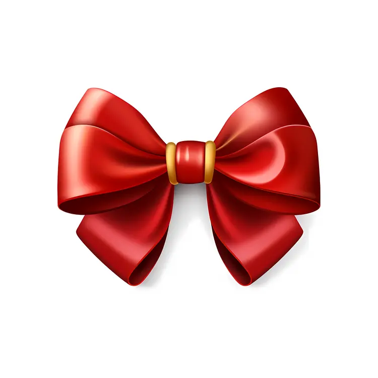 Red Ribbon Bow with Gold Center