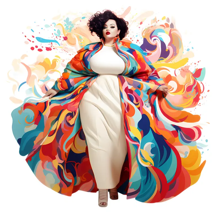 Vibrant Woman in Colorful Robe