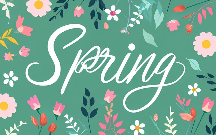 Spring Typography with Flowers