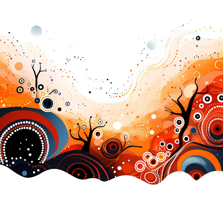 Colorful Abstract Landscape with Trees