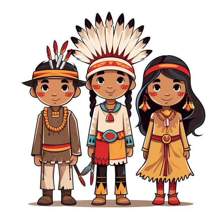 Tribal Children with Headdress