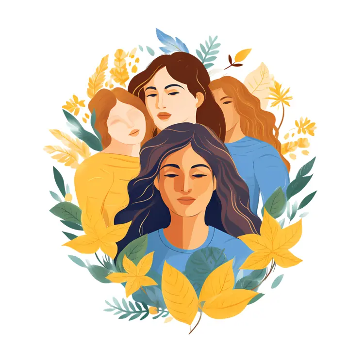 Beautiful Women Illustration with Floral Elements