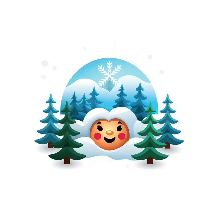Smiling Face in Snowy Forest