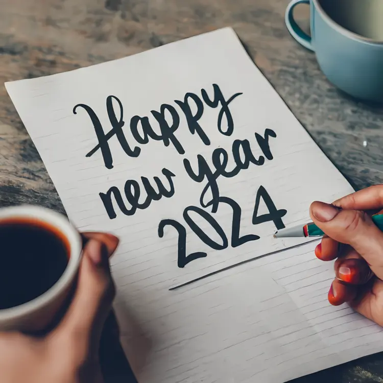 Happy New Year 2024 Handwritten Note