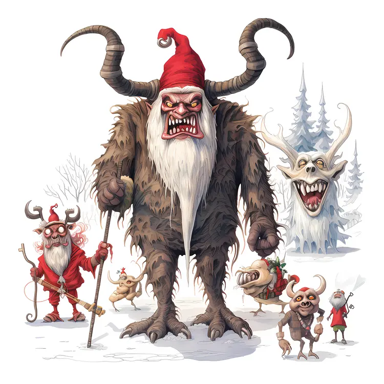 Group of Demons in Snowy Landscape