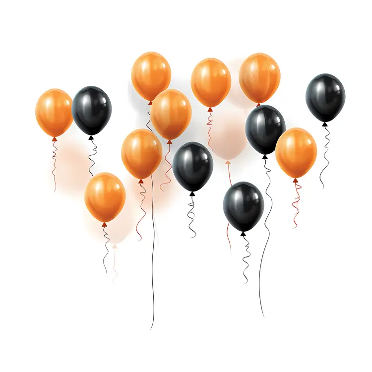 Festive Orange and Black Balloons