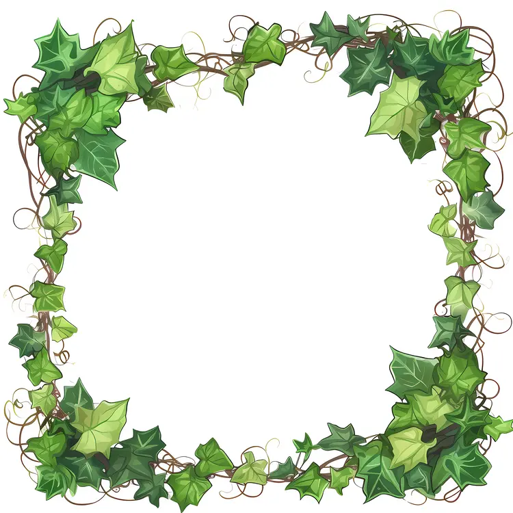Beautiful Ivy Frame with Green Leaves