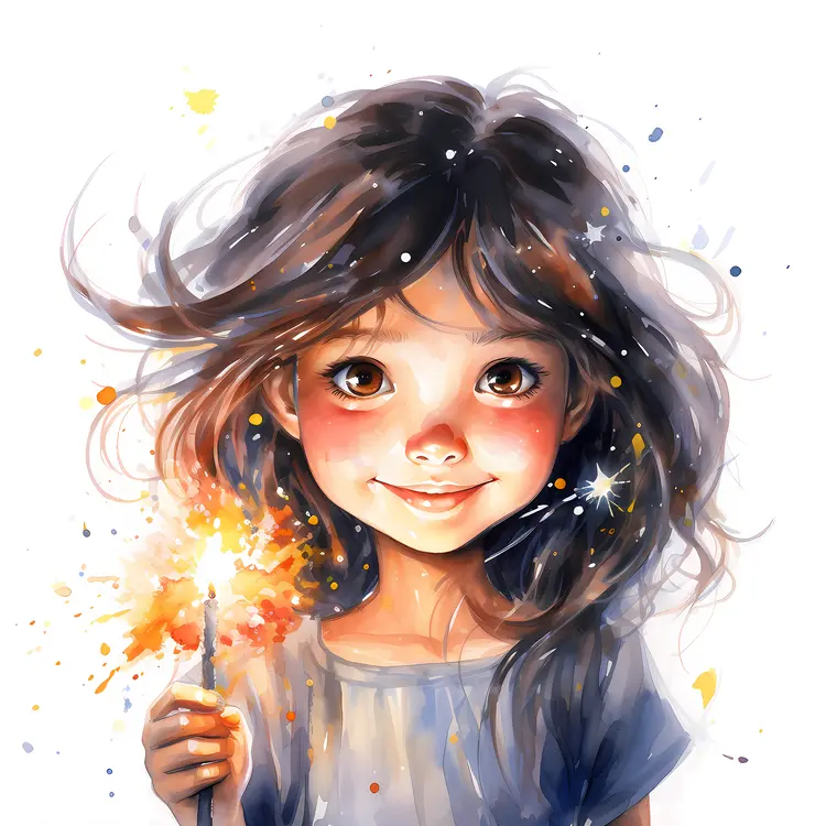 Smiling Girl with Sparkler